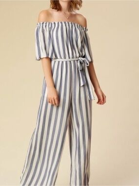 Altar’d State Camellia Blue & White Jumpsuit Size Small